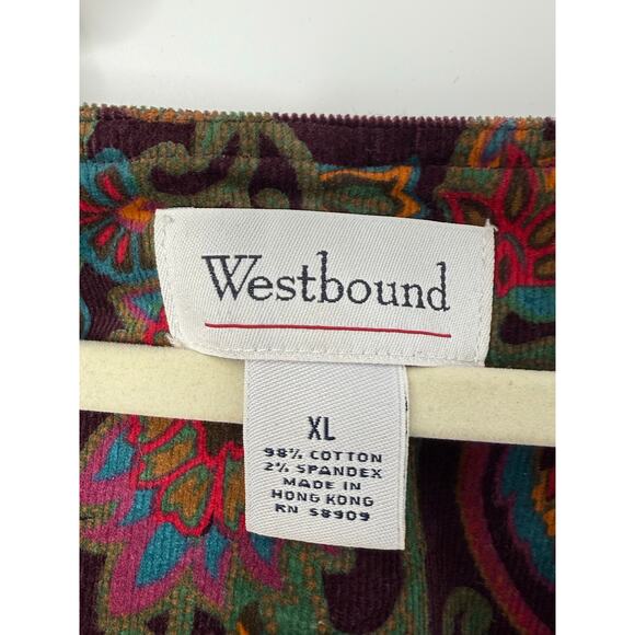 Westbound Vintage Corduroy Maxi Jumper Dress XL Boho Paisley Floral Y2K Cottage - Picture 4 of 7